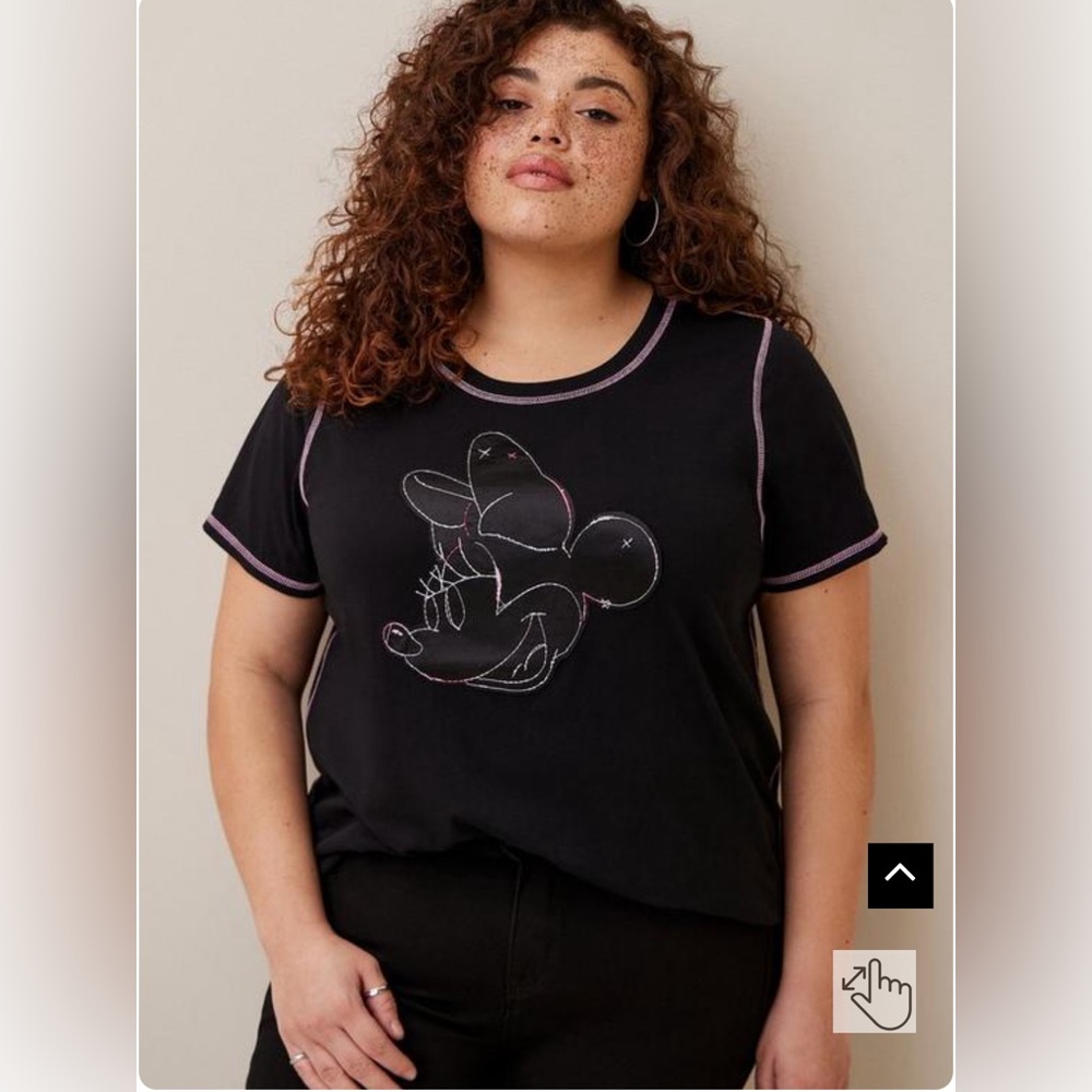 Disney Minnie Mouse Classic Fit Contrast Stitch Crew Neck Top Torrid’s size 0
